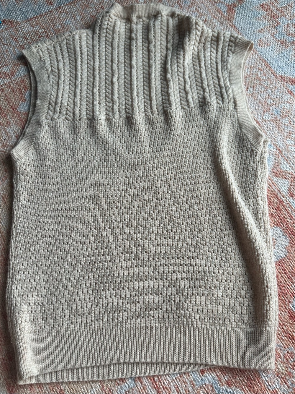 Free People intimately Heather Oatmeal Modern Cable Knit Mock Neck sweater Small - Picture 2 of 7